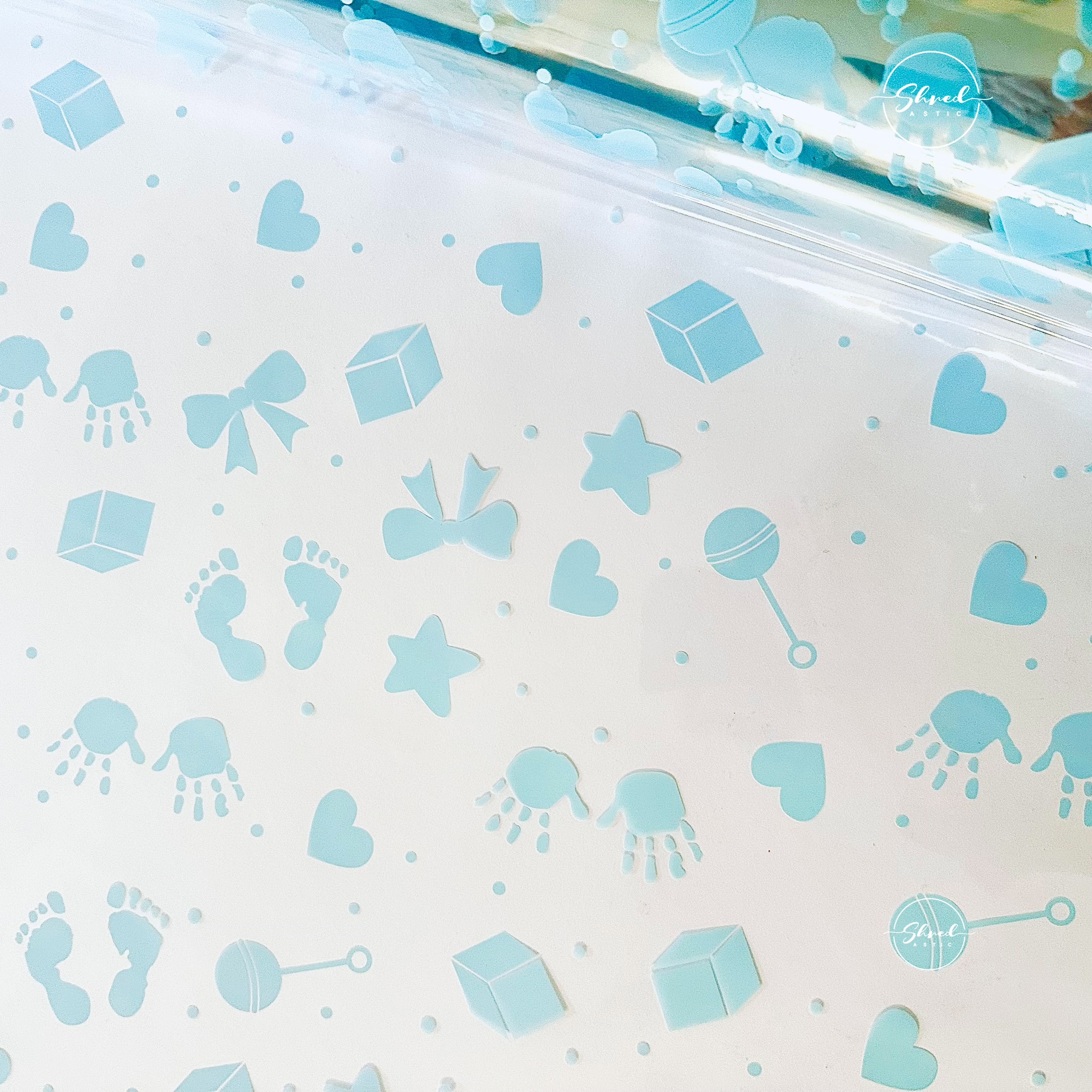 Cellophane BABY PRINT BLUE Film gift wrap 80cm wide 1m - 100m roll