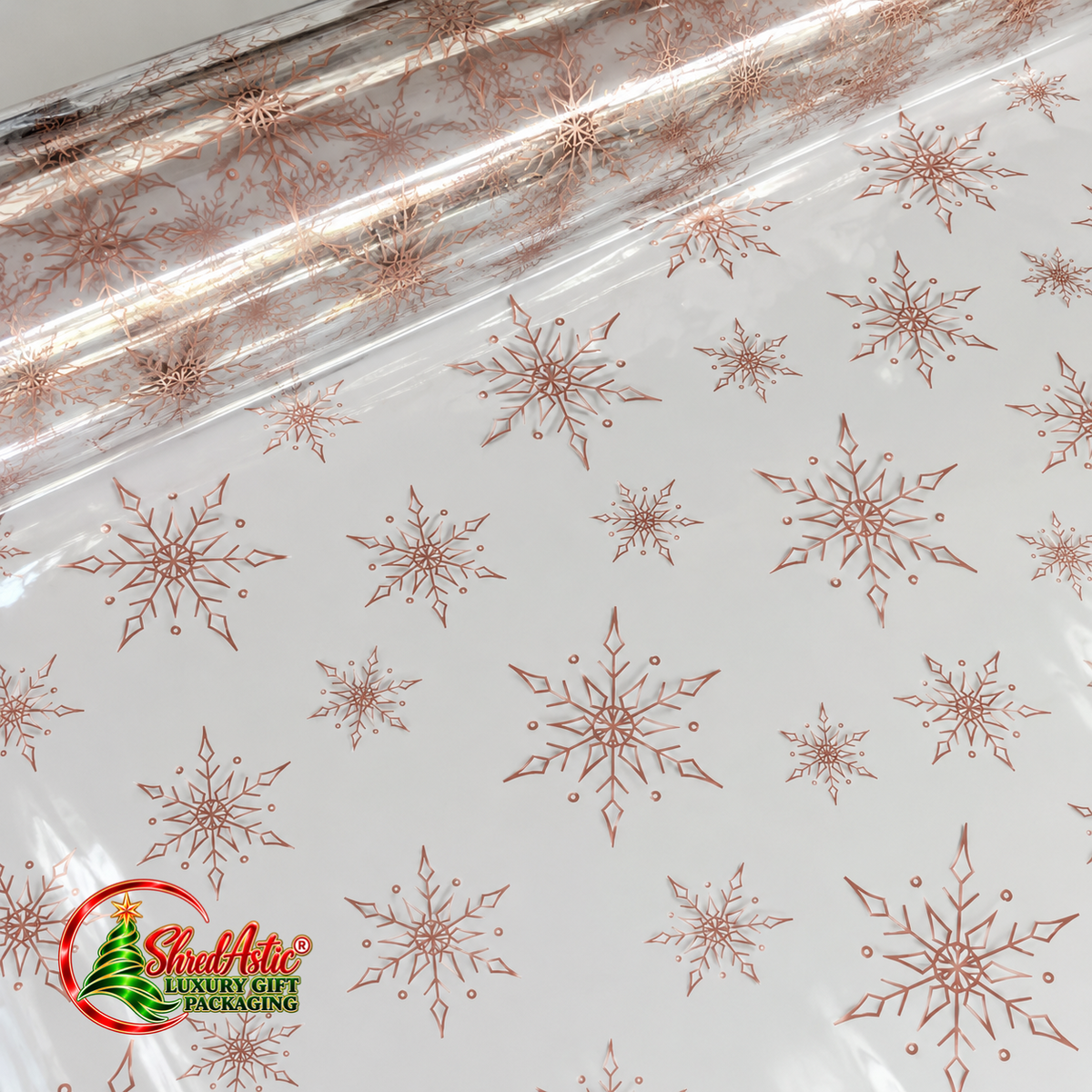 CHRISTMAS ROSE GOLD Snowflake Florist Cellophane Film Wrap Hampers Gift Packaging