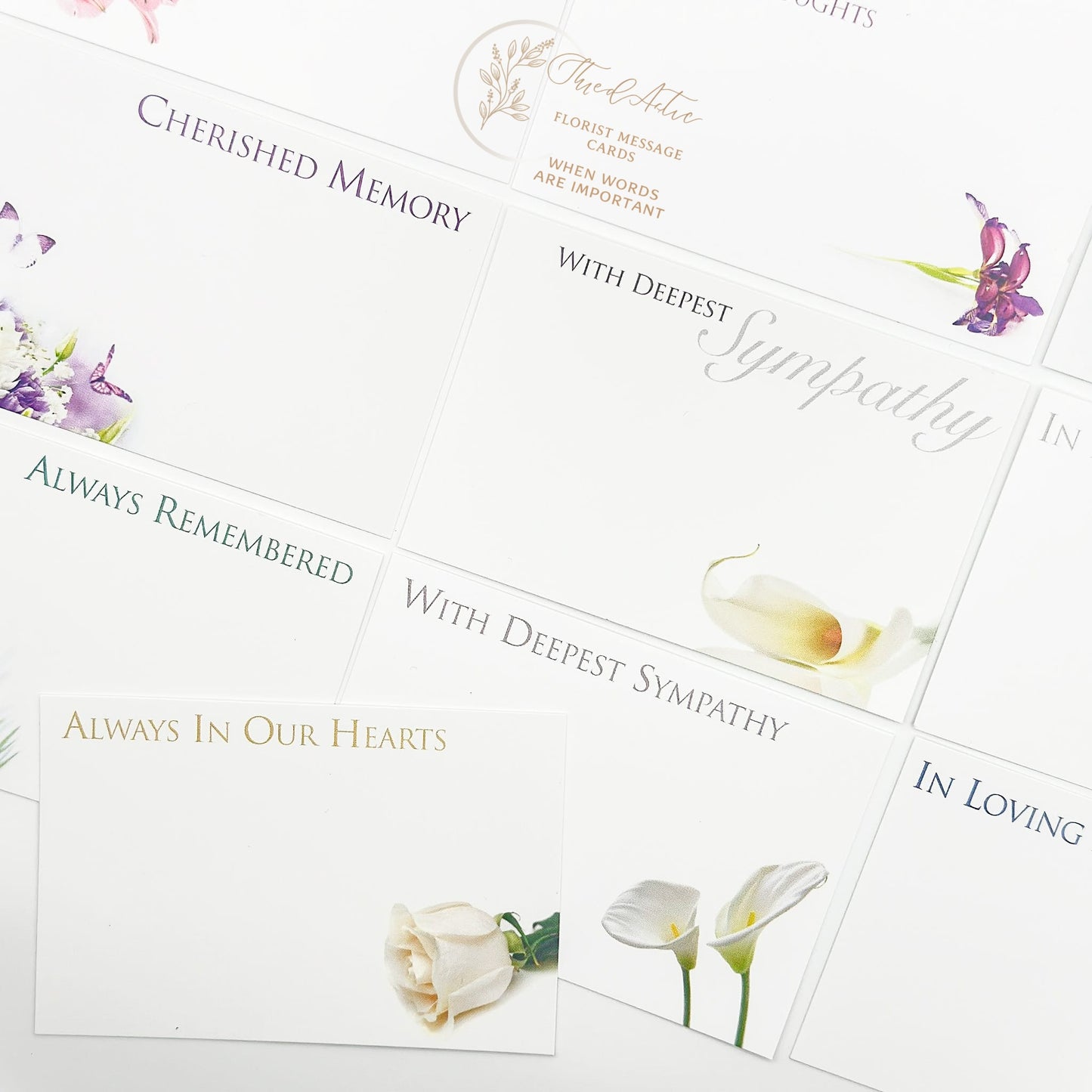 Funeral (Pack of 10 Assorted) Floral Cards 6 x 9cm