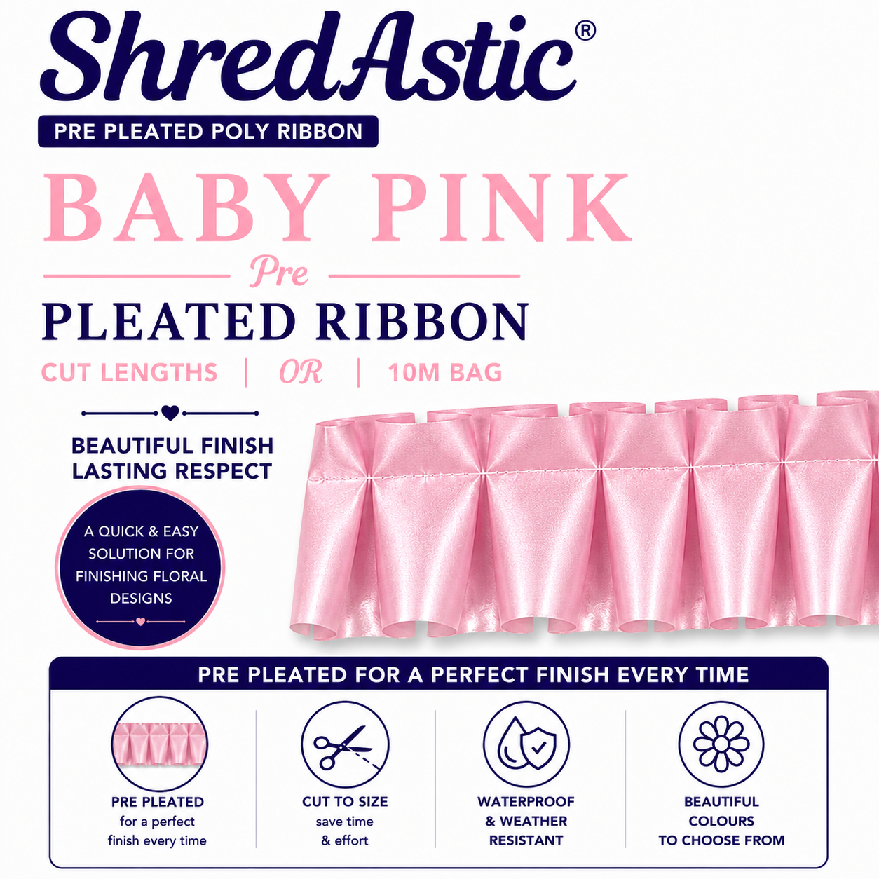 Baby Pink - Pre Pleated Ribbon