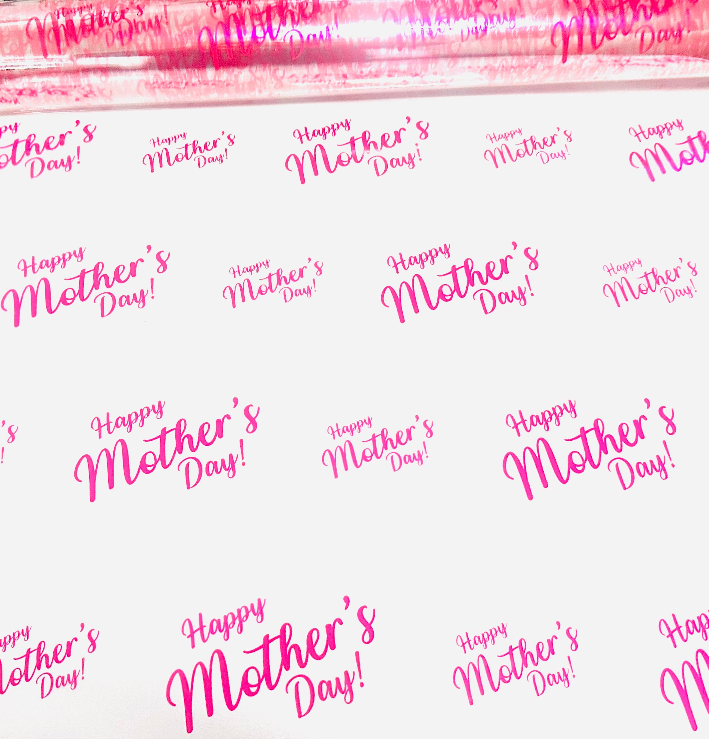 MOTHERS DAY cerise pink script Cellophane Wrap Hampers / 3 metres curling ribbon