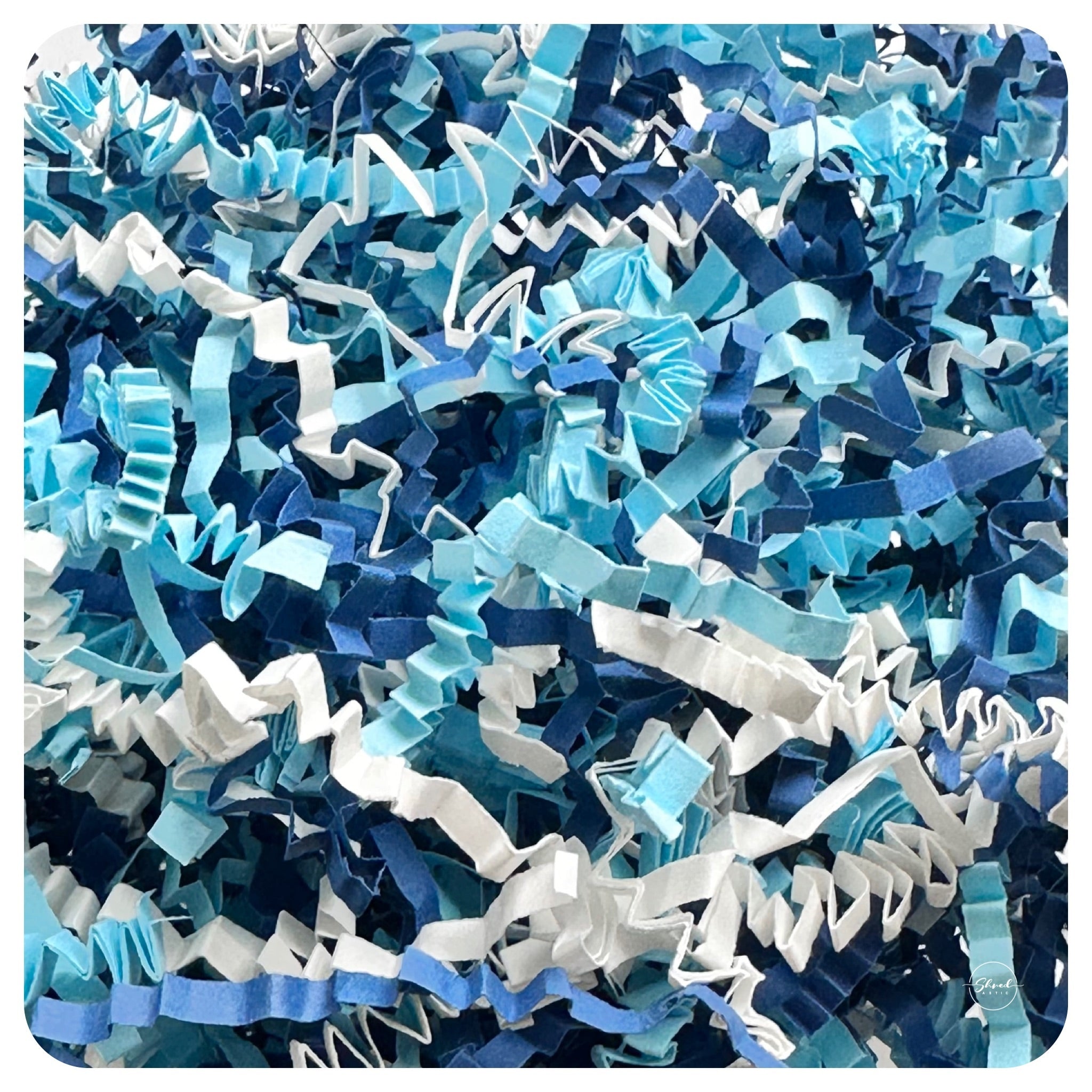 ShredAstic®️ Pale Blue / White / Navy ZigZag Paper Mix