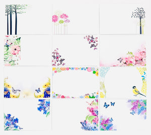 ShredAstic®️ 12 Butterfly Botanical Assorted Blank Florist Message Cards 6x9cm
