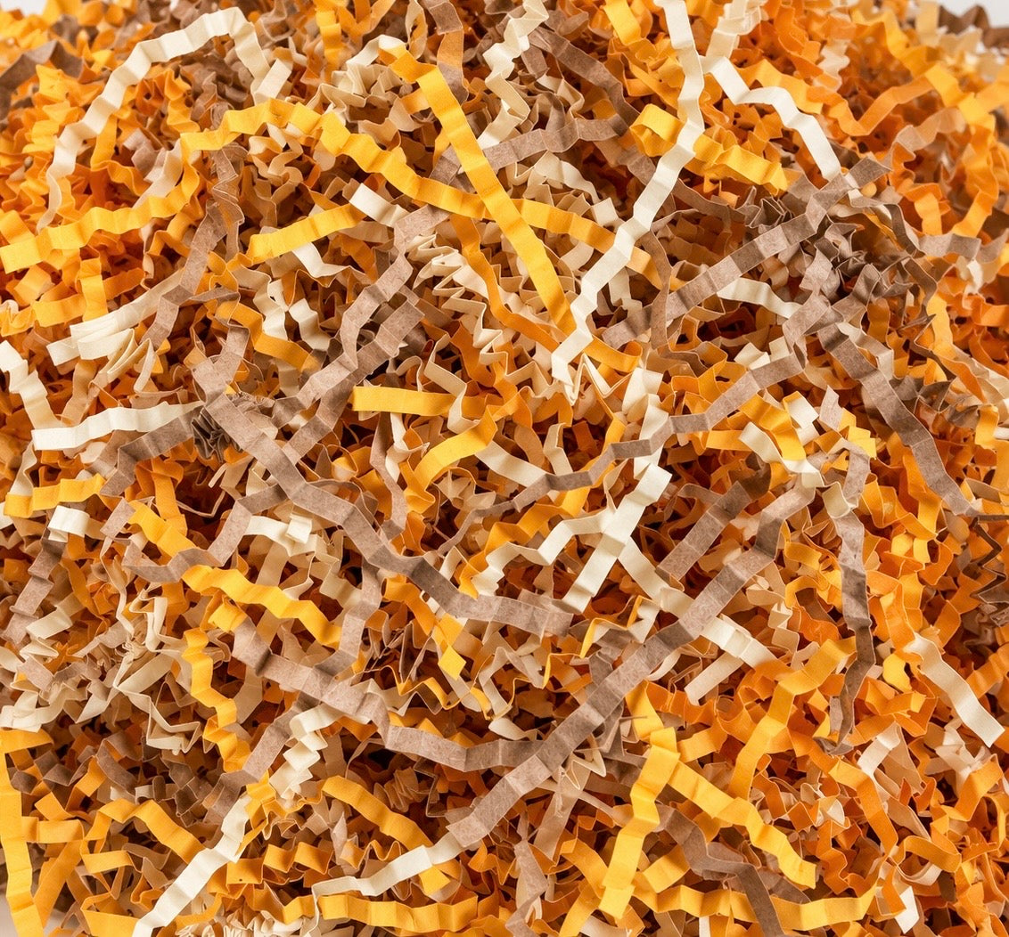 Shredded Paper Ochre, Cream & Kraft ZigZag Crinkle Cut Mix Hamper Fill