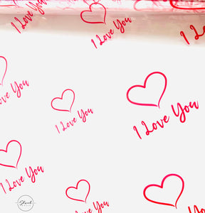 Valentines I Love You red Cellophane Wrap Hampers / 3 metres red curling ribbon