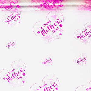 Happy Mothers Day purple / lilac heart on clear Cellophane Wrap Hampers / 3 metres curling ribbon
