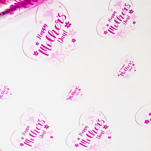 Happy Mothers Day purple / lilac heart on clear Cellophane Wrap Hampers / 3 metres curling ribbon