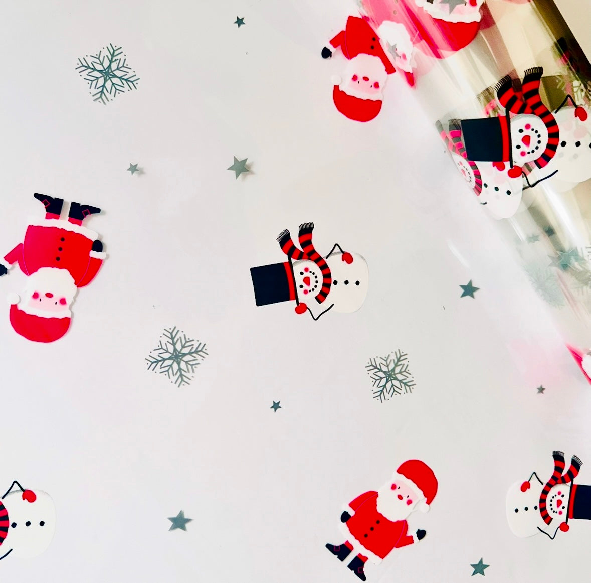 Santa Snowman Snowflakes Christmas Cellophane