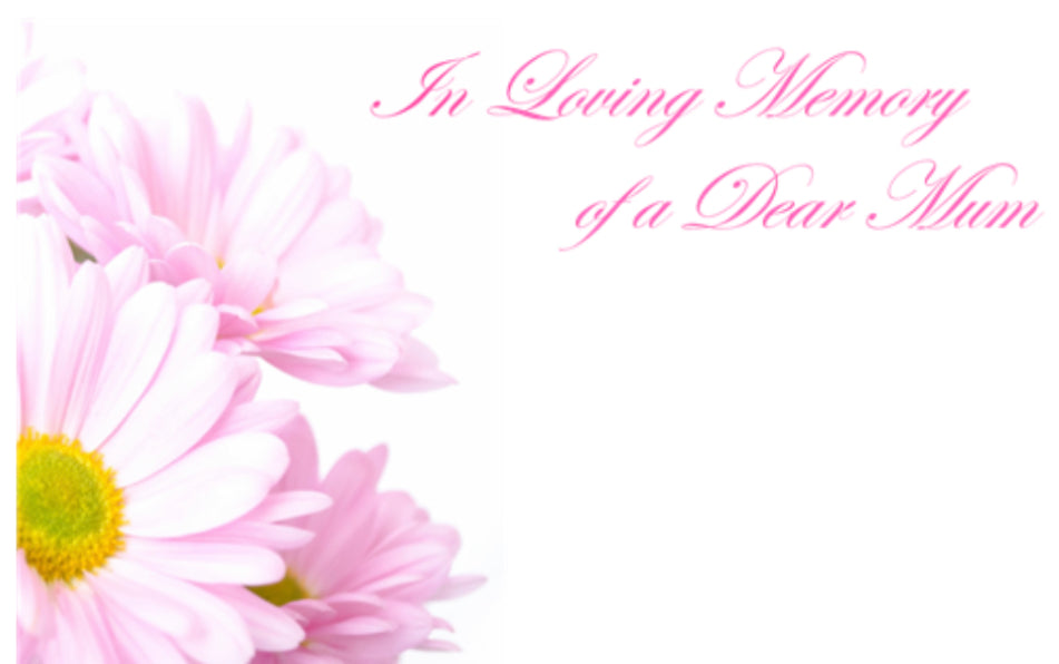 Mum Funeral Message Card large 9 x 12 cm / cello bag