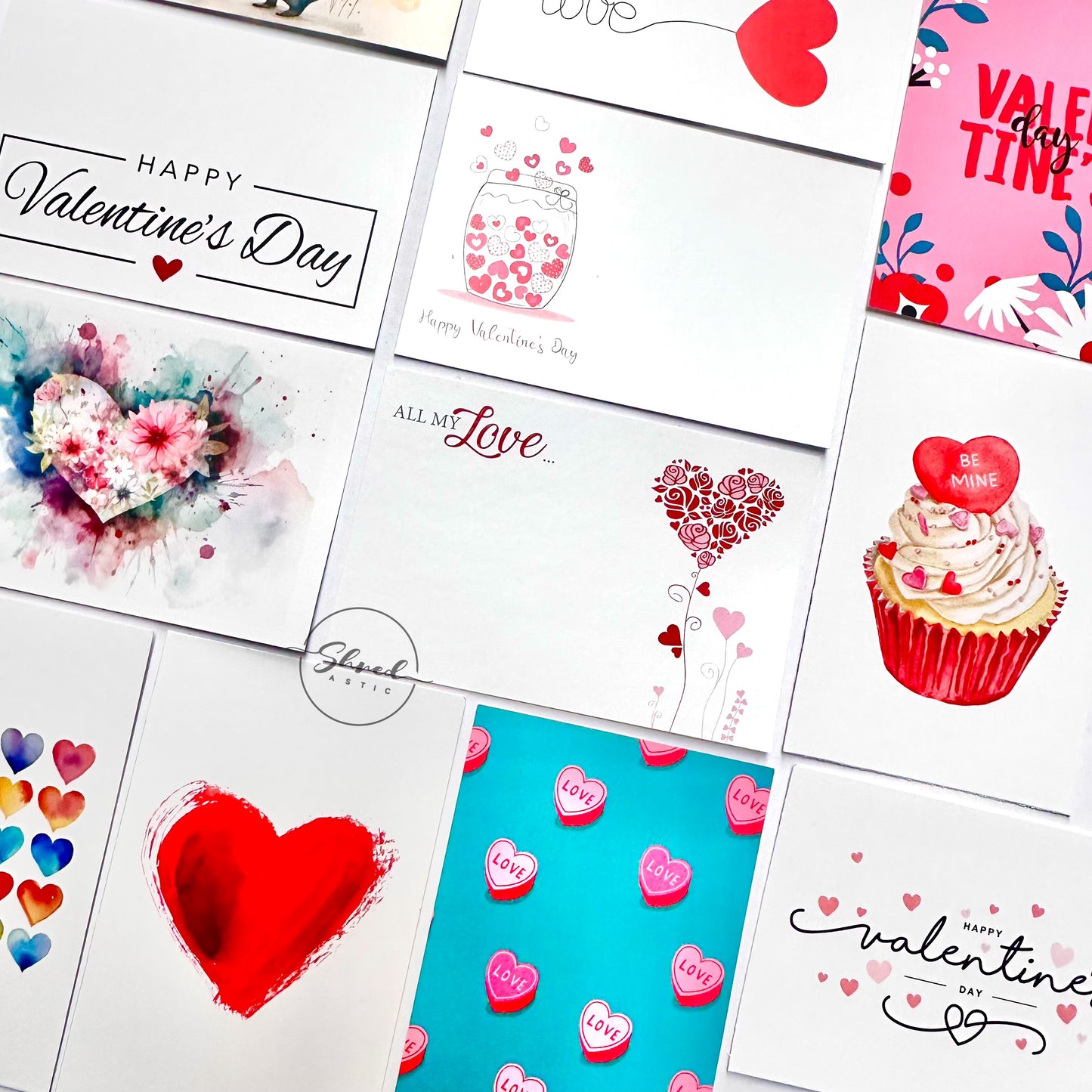Valentine (Pack of 12 Assorted) Florist Cards 6 x 9cm