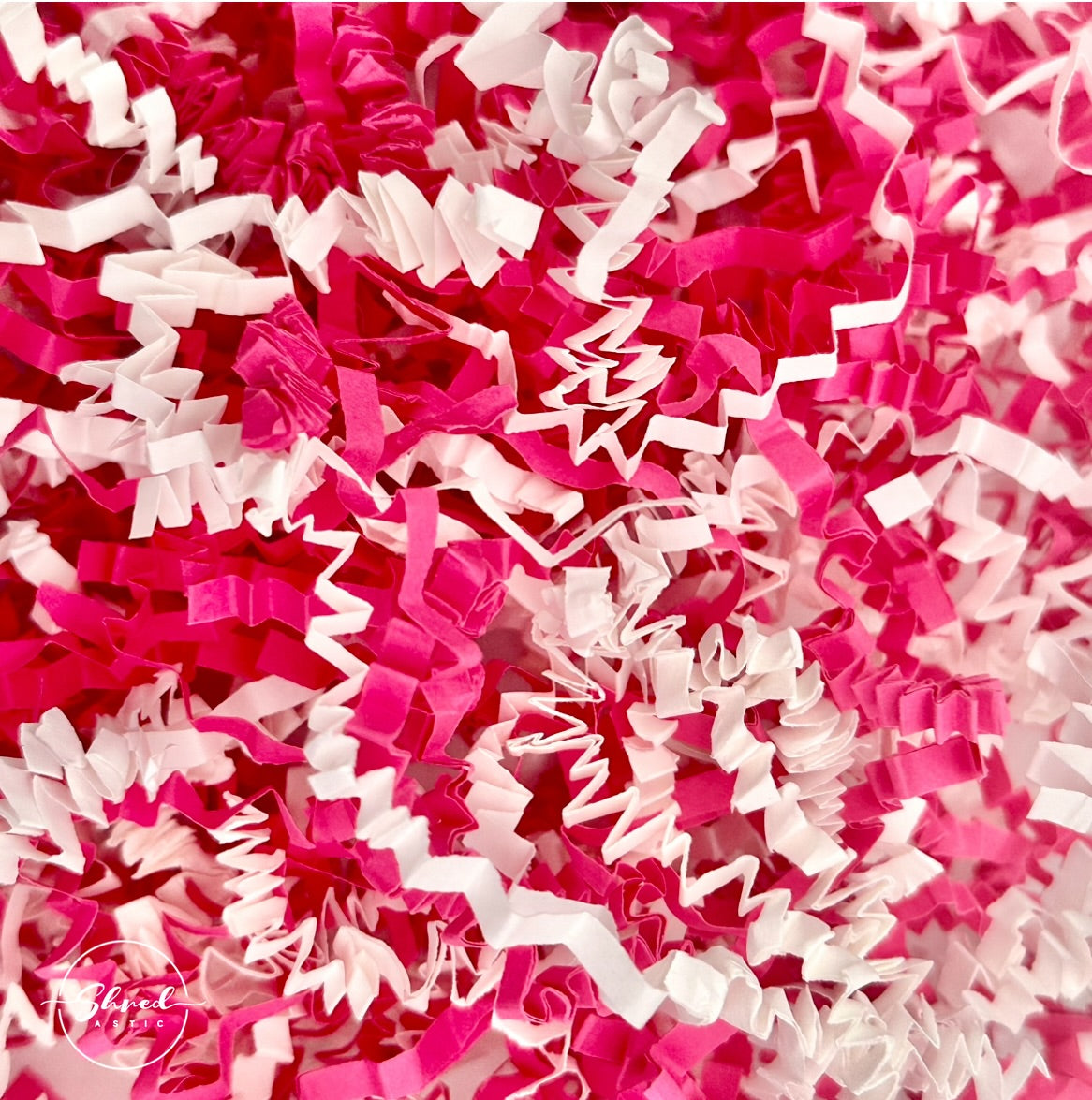 ShredAstic®️  -Cerise & white Shredded Paper Mix ZigZag Crinkle Cut