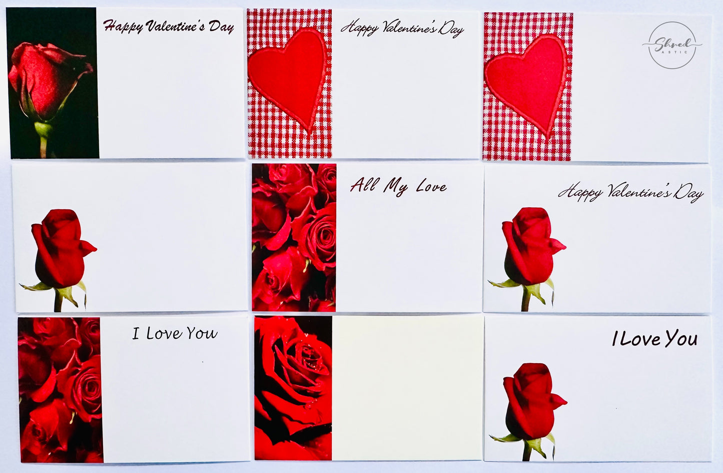 Valentines (Pack of 9) Florist Cards 6 x 9cm