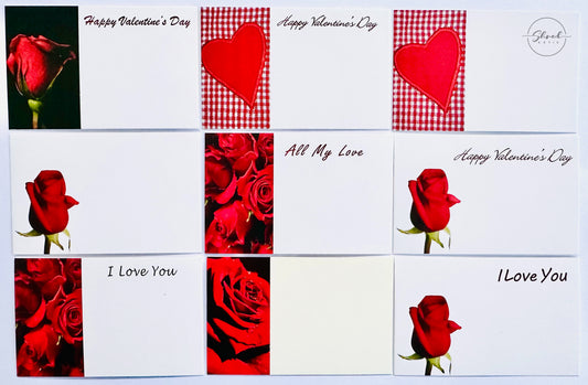 Valentines (Pack of 9) Florist Cards 6 x 9cm