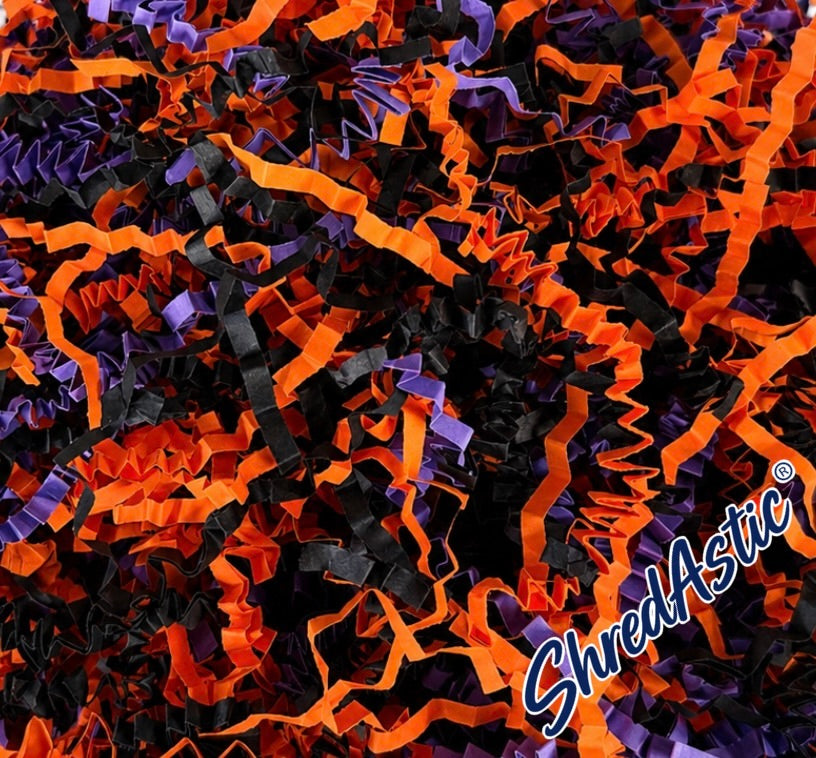 Shredded Paper Halloween  - Orange, Black Lilac/Purple ZigZag Mix