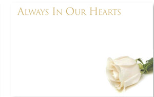 4 pack Funeral Floristry Cards small 6 x 9cm with clear cello envelopes