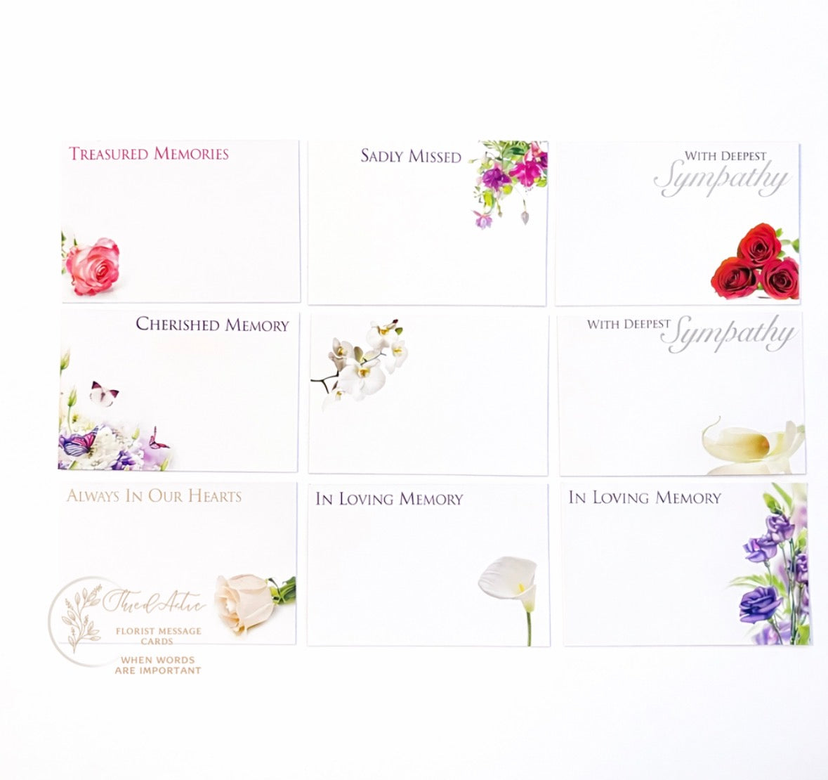 K Set (Pack of 9) Funeral Cards 6 x 9cm