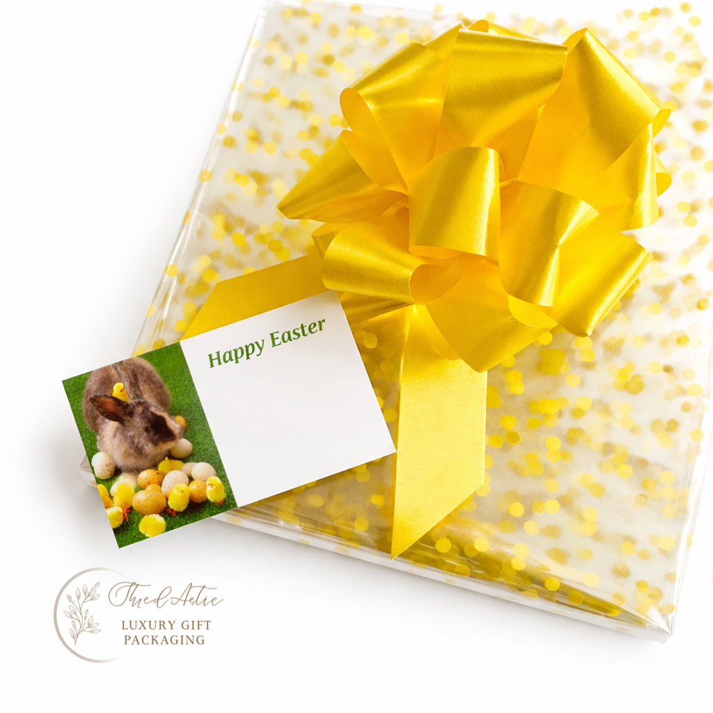 Yellow Dot Cellophane & Yellow Pull Bow
