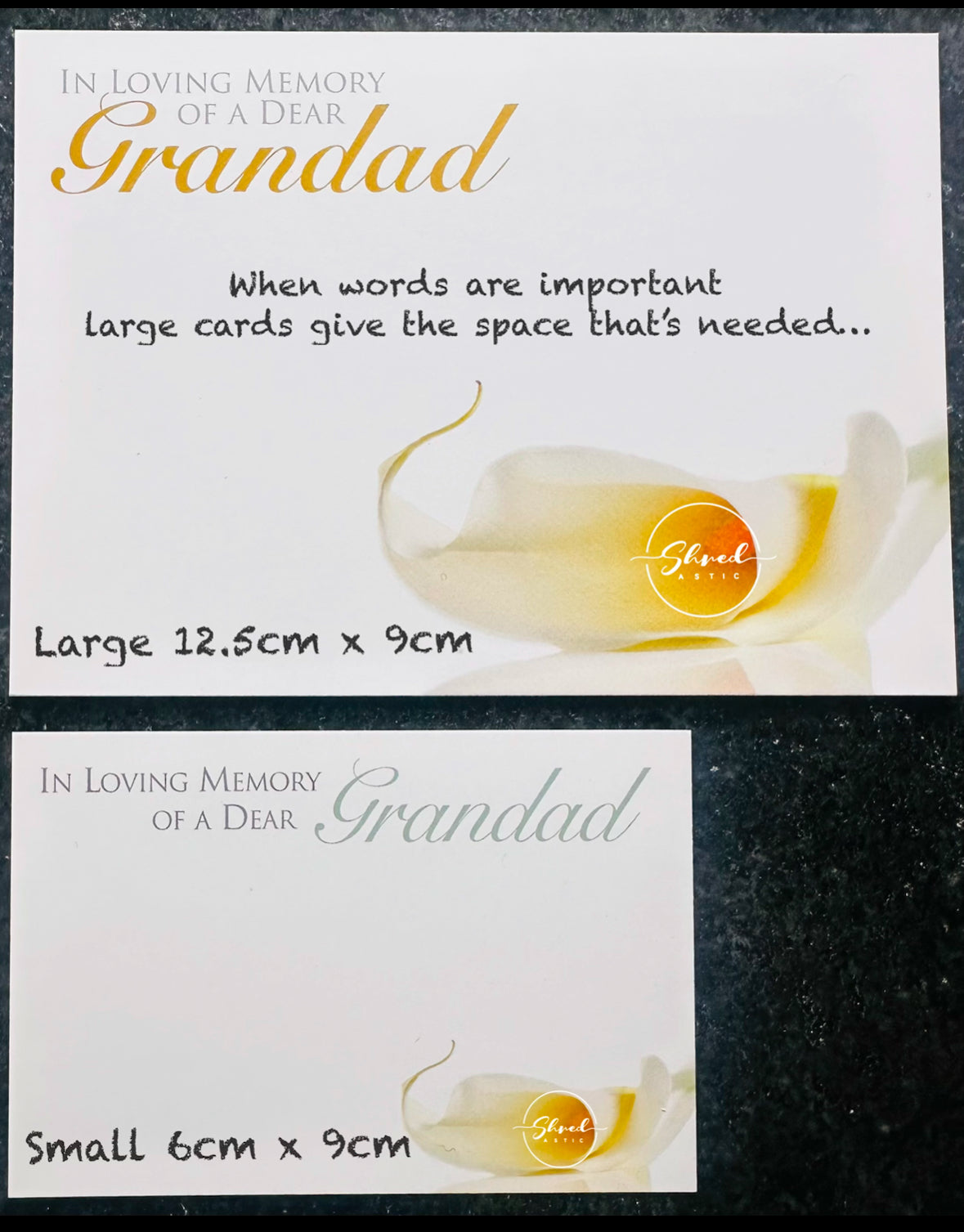 MUM In Loving Memory Funeral Message Card large 9 x 12 cm / cello envelope / holder options