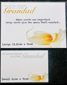 MUM In Loving Memory Funeral Message Card large 9 x 12 cm / cello envelope / holder options