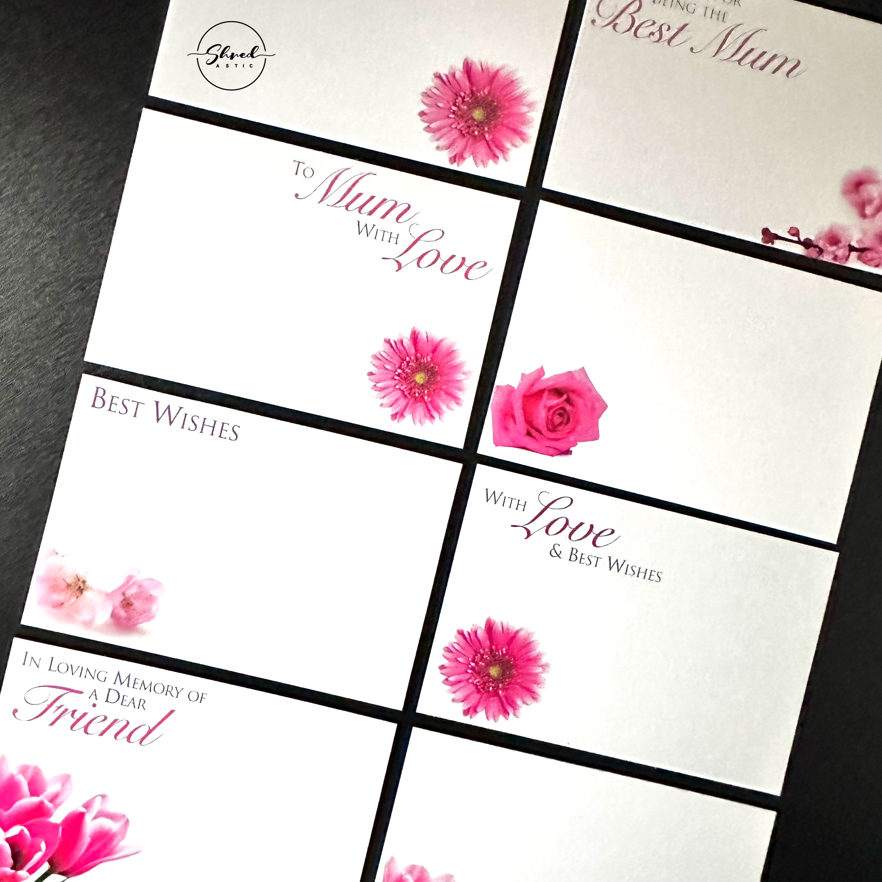 ShredAstic®️ flower Message Cards friend Mum small 6 x 9cm
