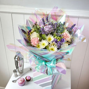 Cellophane Pastel Stripe Film wrap for flowers 80cm wide