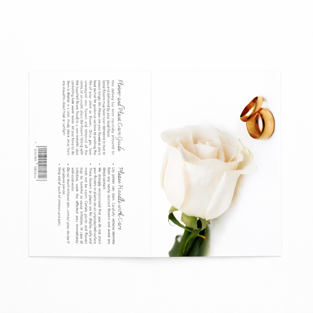 Rose & Rings - Folded Florist Card 68.5mm x 103mm