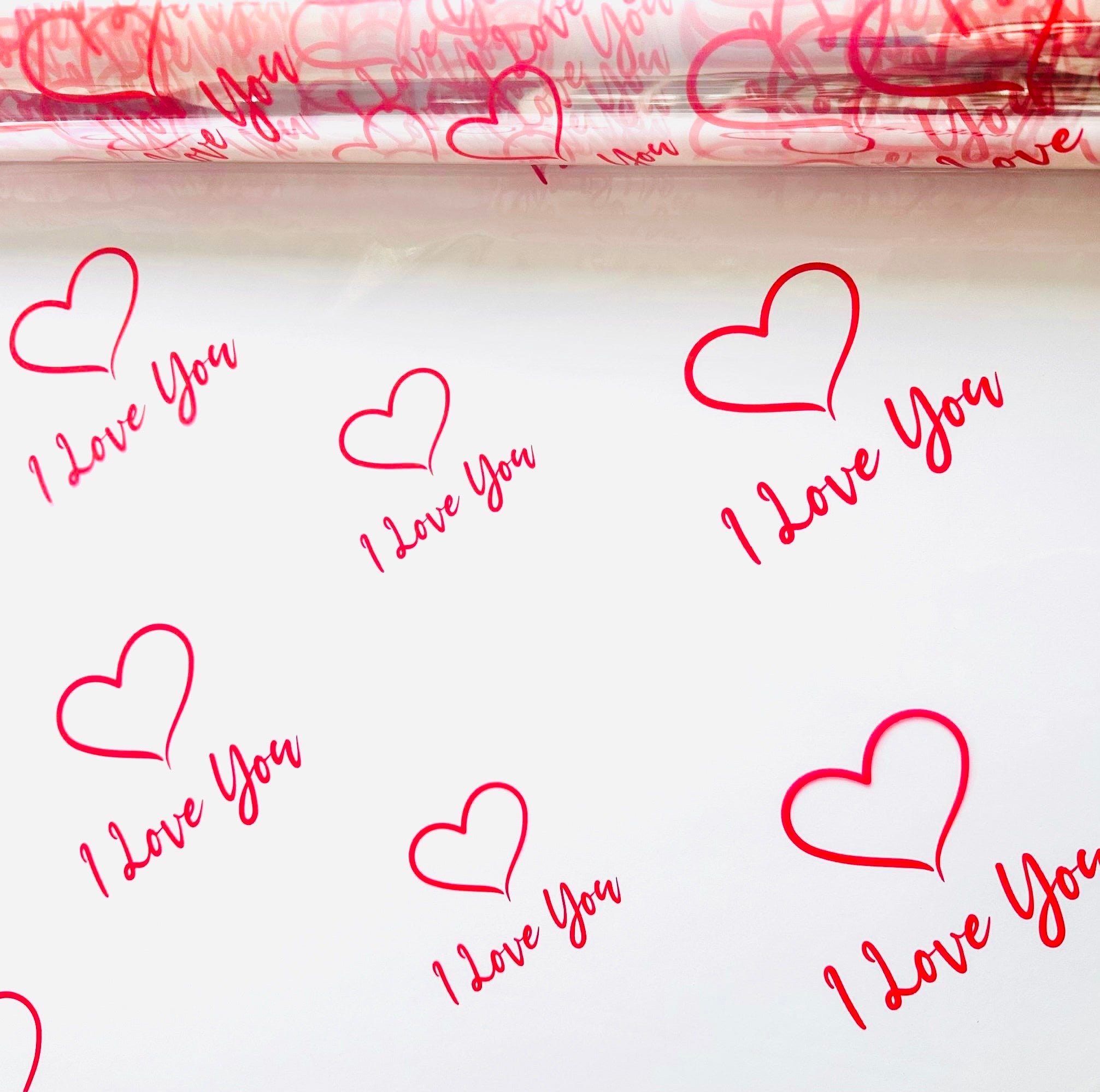 Valentines I Love You red Cellophane Wrap Hampers / 3 metres red curling ribbon