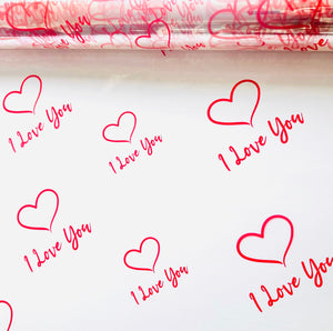 Valentines I Love You red Cellophane Wrap Hampers / 3 metres red curling ribbon