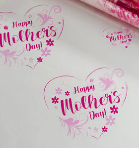 Happy Mothers Day cerise pink  on clear Cellophane Wrap Hampers / 3 metres curling ribbon