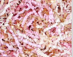 ShredAstic®️ Rose Pink, Gold & Ivory ZigZag Crinkle Paper Mix ‘Shabby Chic’
