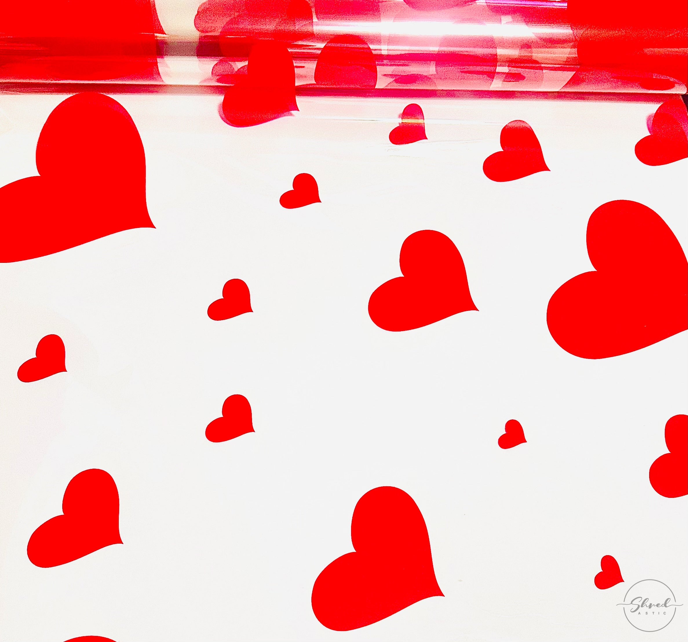 Valentines HEART red script Cellophane Wrap Hampers / 3 metres red curling ribbon