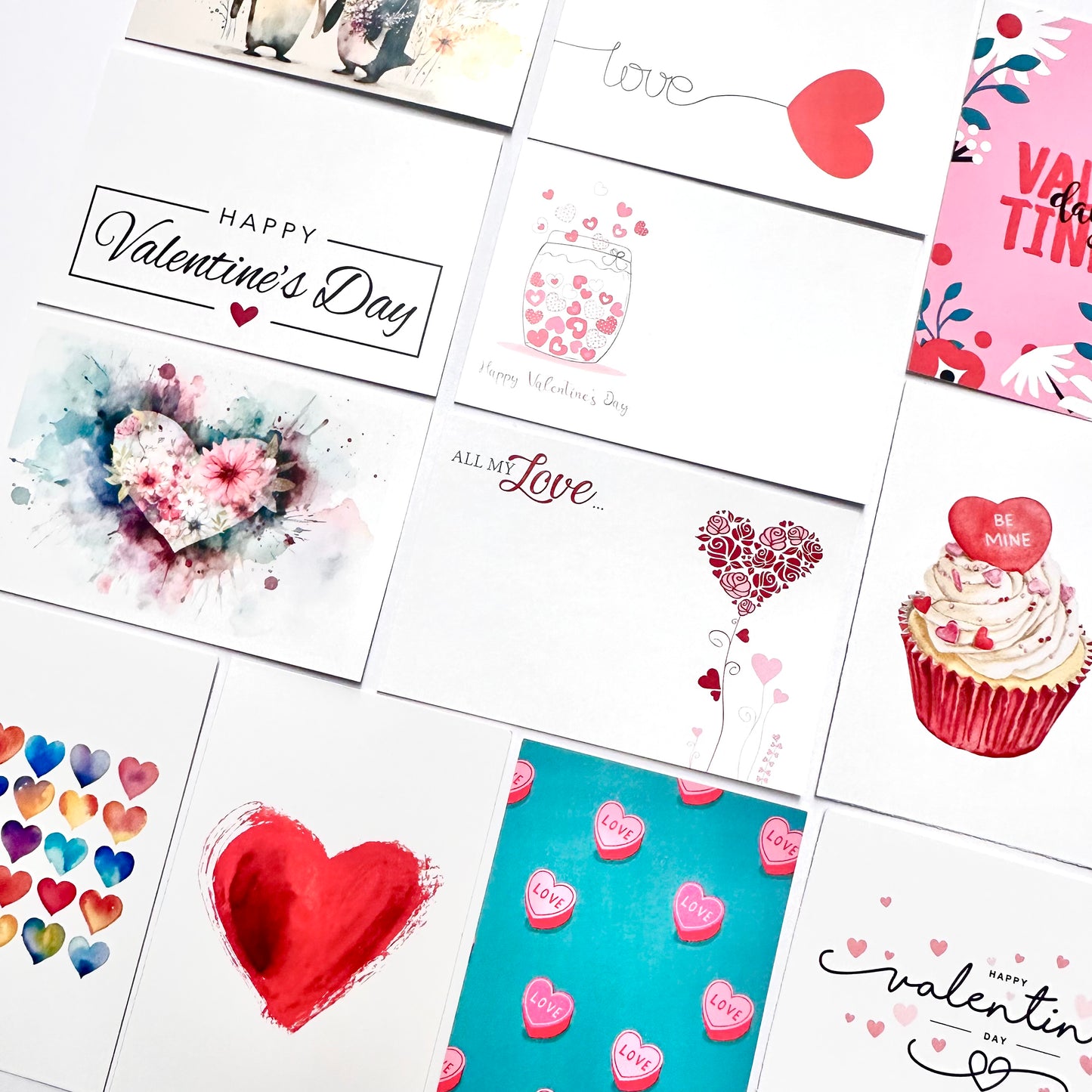 Valentine (Pack of 12 Assorted) Florist Cards 6 x 9cm