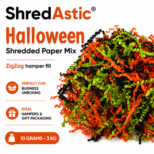 Shredded Paper Halloween  - Orange, Black Green ZigZag Mix