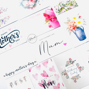 ShredAstic®️ MOTHERS DAY (Pack of 12 assorted) Florist flower Message Cards Mothering Sunday Mum small 6 x 9cm