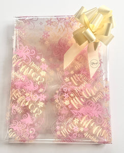 Mothers Day pink cream design on clear Cellophane Wrap Hampers / cream pull bow