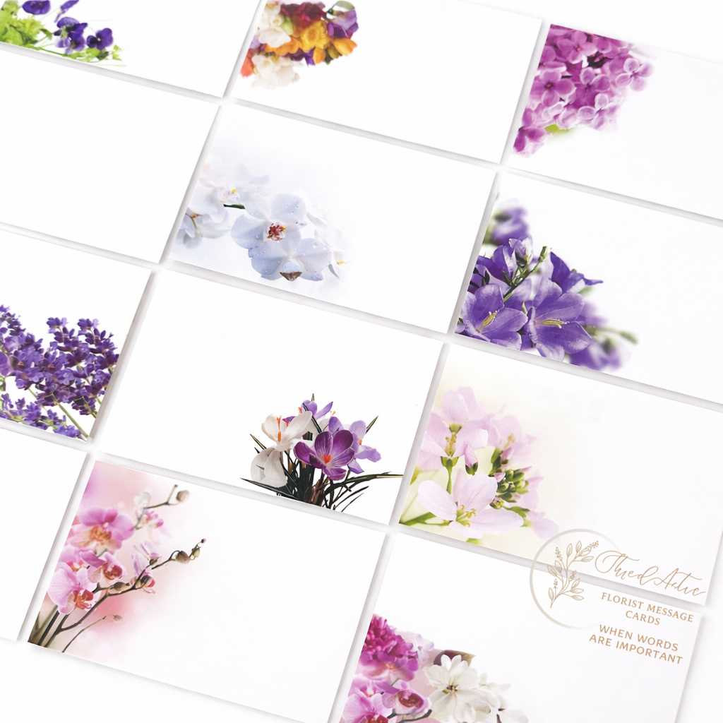Purples & Lilacs (Pack of 12) Floristry Cards 6 x 9cm