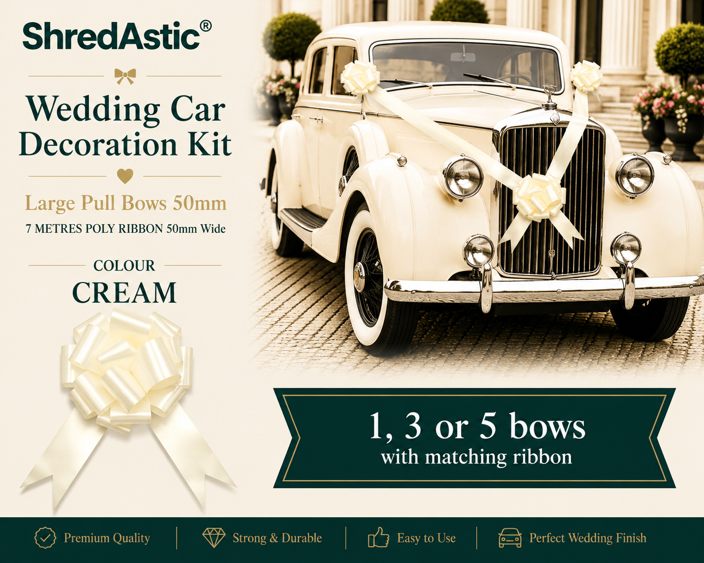 CREAM - Wedding Car Decoration Kit