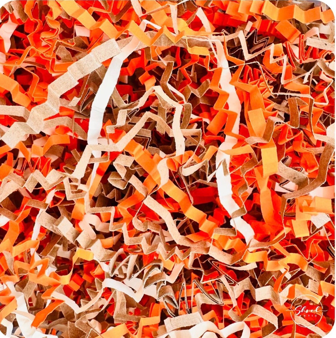 Shredded Paper Halloween Autumn - Orange, Kraft & Cream ZigZag Mix