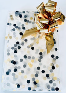 Gold,black dot - Florist Cellophane & Gold Metallic Pull Bow