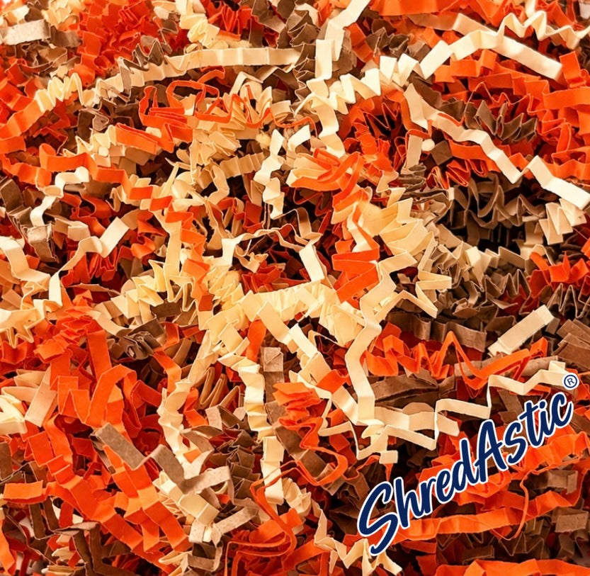 Shredded Paper Halloween Autumn - Orange, Kraft & Cream ZigZag Mix