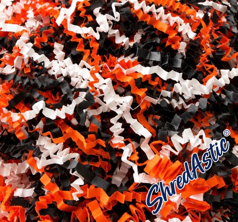 Shredded Paper Halloween  - Orange, Black White ZigZag Mix