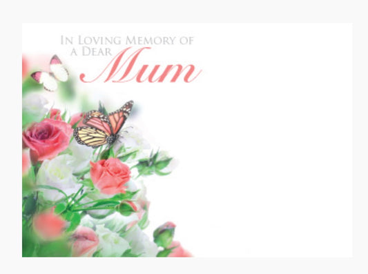 Mum - In Loving Memory Funeral Card 9 x 12 cm