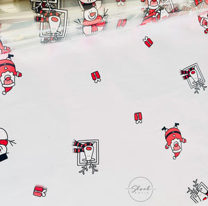 Santa Snowman Reindeer Cellophane/ 3 metres red curling ribbon hamper wrap
