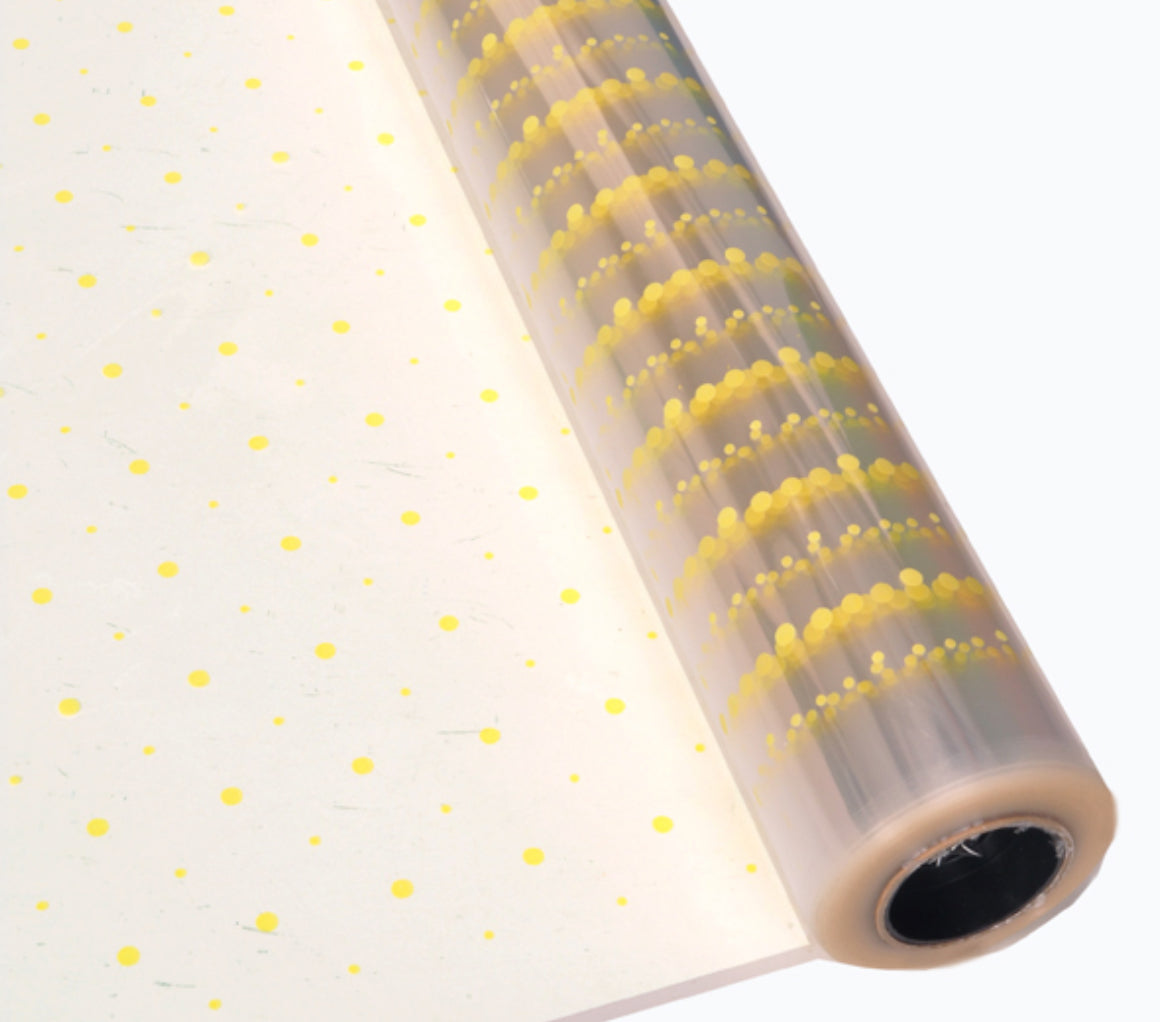 Yellow Dot Cellophane With Easter Card & Yellow Pull Bow