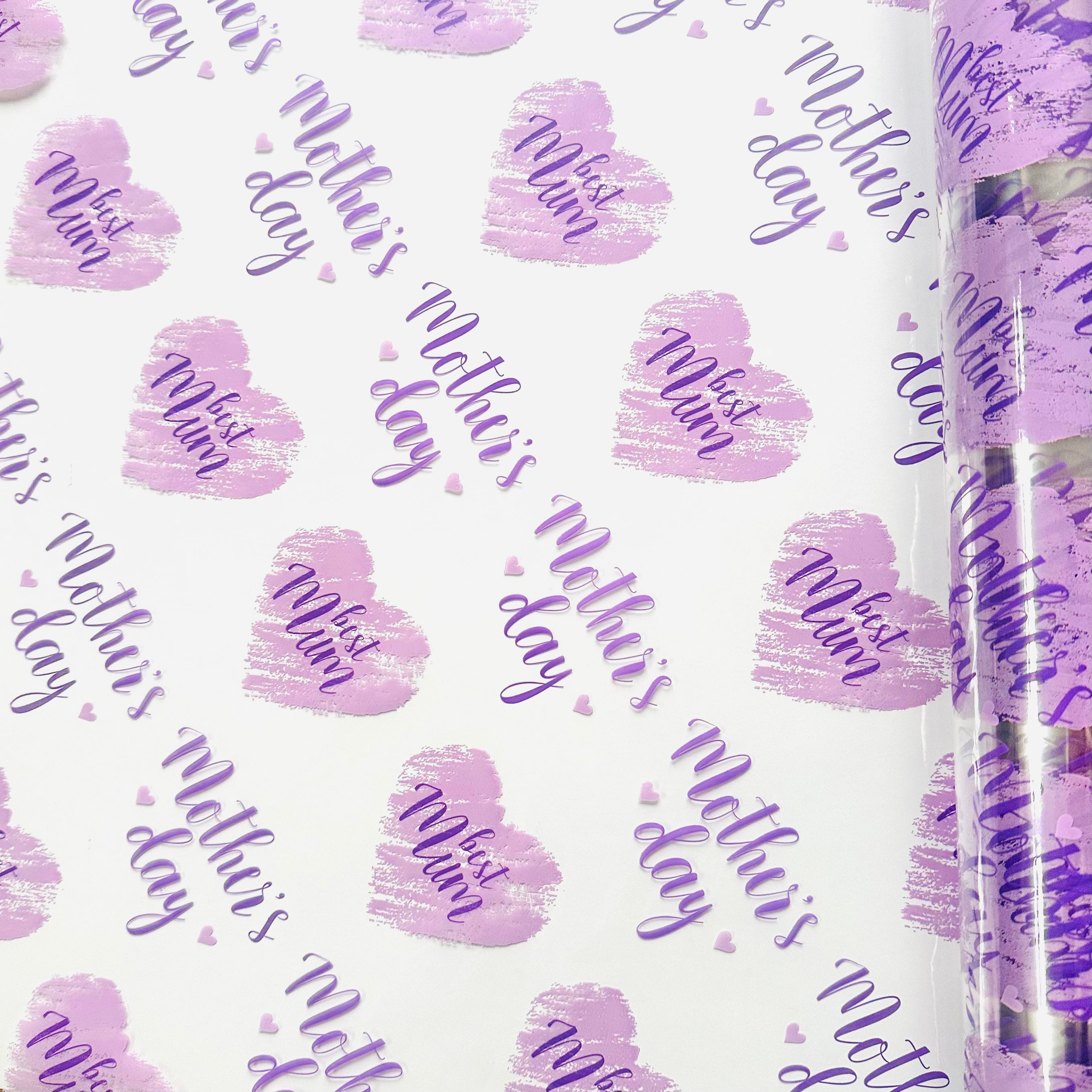 Best Mum Happy Mothers Day lilac/purple  on clear Cellophane Wrap Hampers / 3 metres curling ribbon
