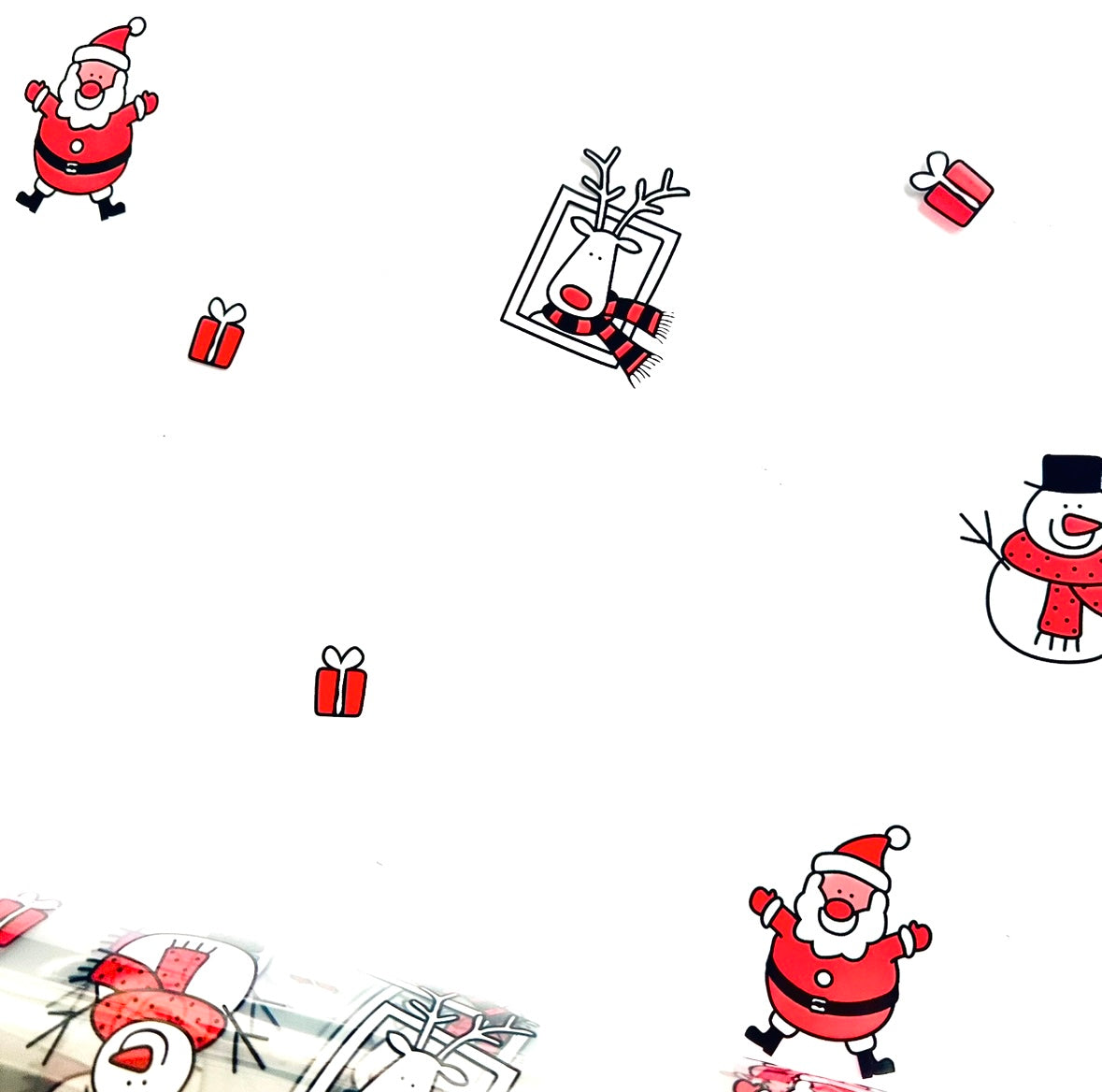 Santa Snowman Reindeer Cellophane/ 3 metres red curling ribbon hamper wrap