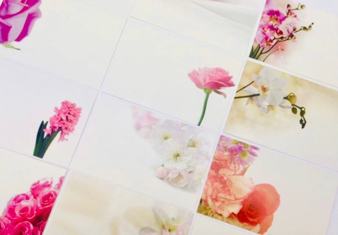 Mixed Pinks (Pack of 12) Florist message Cards 6 x 9cm