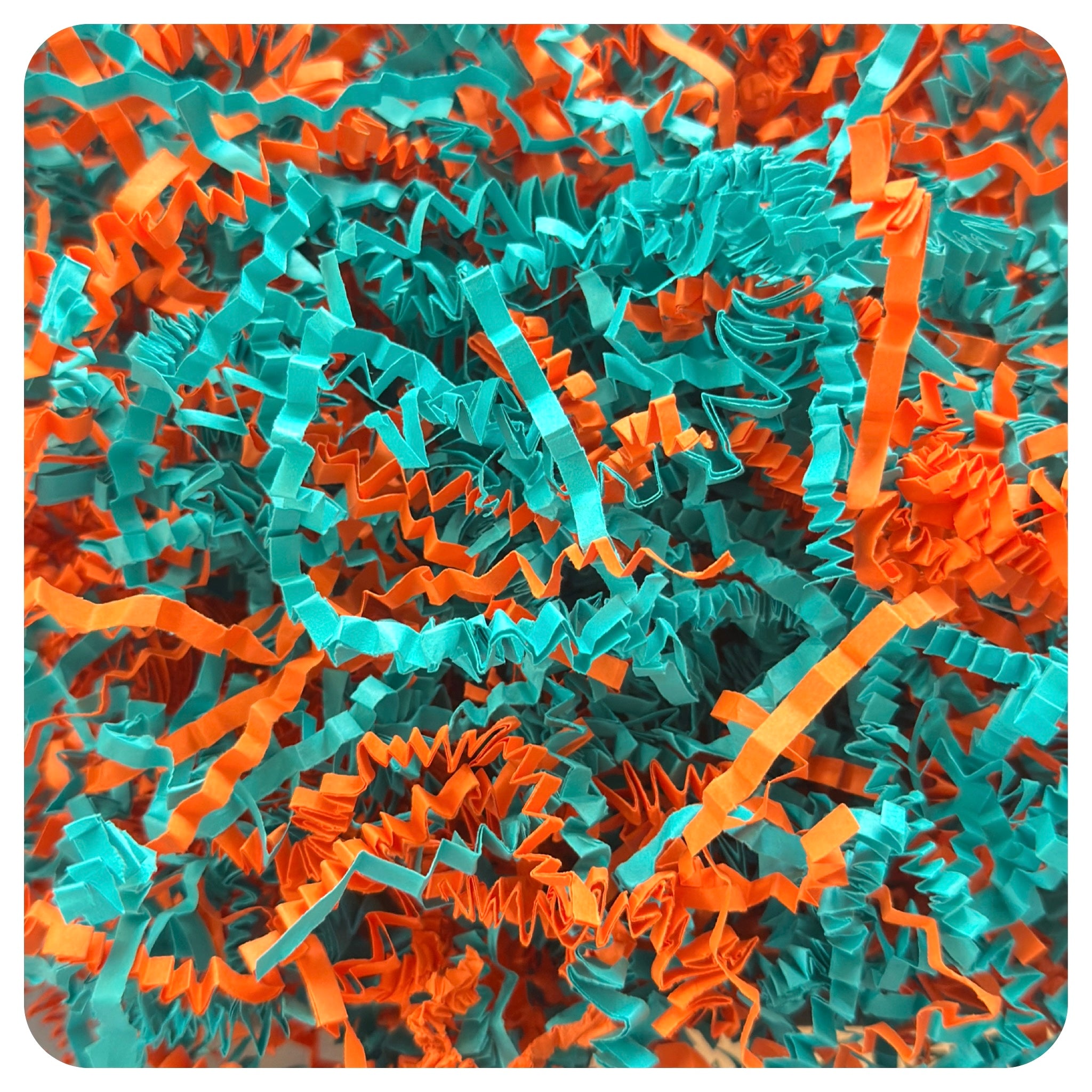 ShredAstic®️ Shredded Paper Mix Orange/turquoise for Gift Packaging