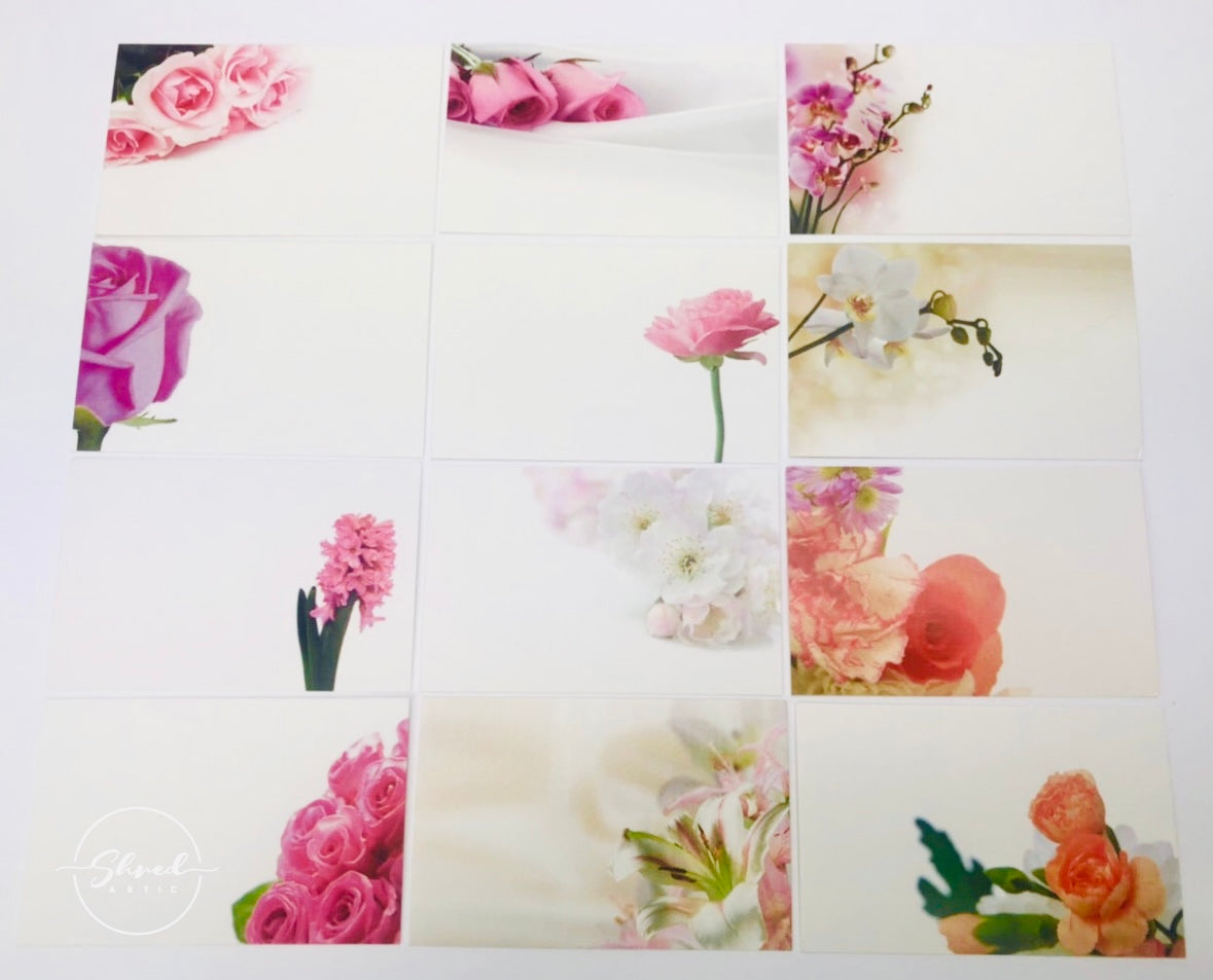 Mixed Pinks (Pack of 12) Florist message Cards 6 x 9cm
