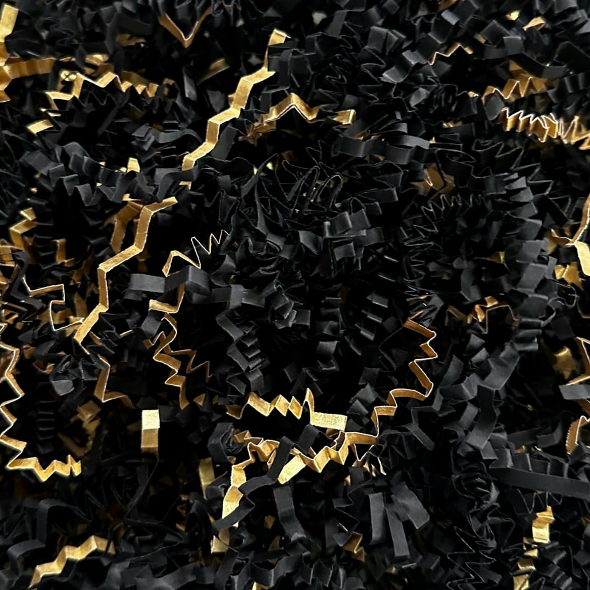 ShredAstic®️ Black & Gold ZigZag Shredded Paper Mix Gift Packaging